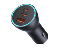 Baseus Ładowarka samochodowa USB-A + 2x USB-C 65W - 1502067 - zdjęcie 1